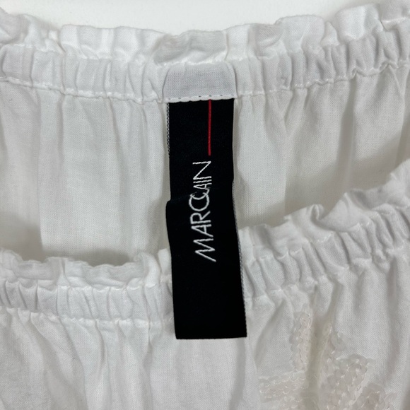 Marc Cain cotton peasant blouse, M, sequins, off shoulder, bell sleeves Boho - Picture 5 of 8